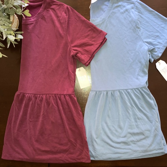 NWT. Set of 2. Time and Tru Relaxed Fit Peplum Short Sleeve T Shirt Sz S - Picture 2 of 2